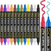 BOTC Acrylstiften - Dual-Tip markers - 12 kleuren Verfstiften set - Acryl Stiften
