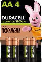 Duracell Oplaadbare AA-batterijen (4 stuks), vooraf opgeladen, onze oplaadbare batterij met de langste levensduur