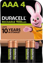 Duracell Rechargeable AAA 900mAh batterijen, verpakking van 4
