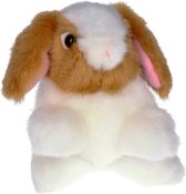Pluche knuffel konijn bruin/wit 18 cm - Konijnen dieren knuffels