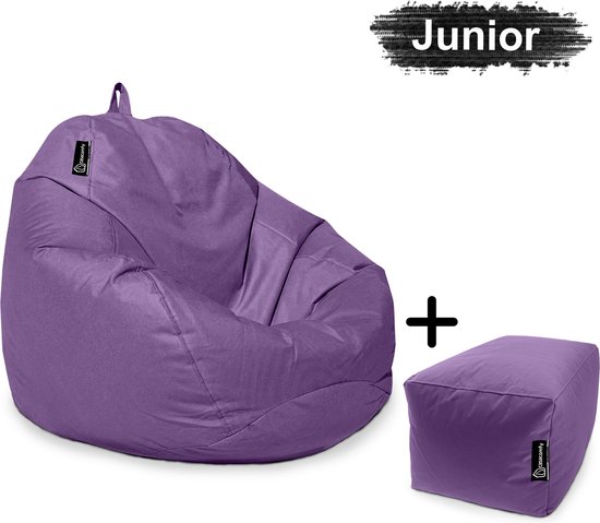 Casacomfy Pouf poire Junior, pouf Binnenshuis extérieur résistant à l'eau, pouf avec design + repose-pieds, violet Adultes et Enfants
