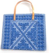 Ibiza Shopper / Handtas met leren handvat - Blauw