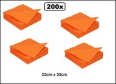 200x Servetten 33cm oranje - 2 laags - DiDi Tissue - servetten diner 100% biologisch afbreekbaar festival thema feest restaurant party