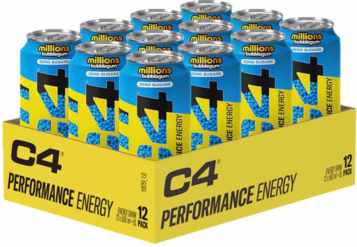 Goedkoopste C4 Carbonated 12x 500ml Millions Bubblegum