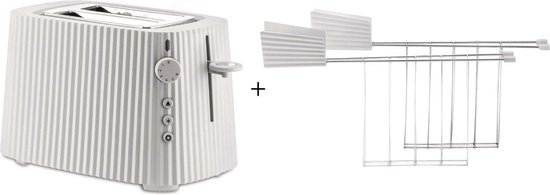 Alessi Broodrooster Plissé + Alessi Tostiklemmen Plissé - Wit - Michele de Lucchi