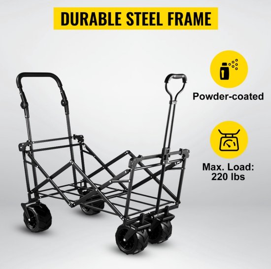 Bolderkar opvouwbaar - Met afdakje - Kar - Trolley - Camping - Strand kar - MAX 100 KG - 360 Graden draaibaar van Uniprodo — afbeelding 2