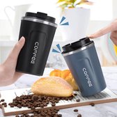 Lot De 2 Tasses Isothermes 510 Ml - Acier Inoxydable 316, Double Paroi, Anti-Fuite - Blanc Et Noir