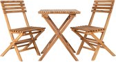 Artichok Lenneke Set de bistro en Bois Naturel - Bois de Teck - Set de 2 Chaises de jardin + Table de Jardin - Ensemble de Balcon