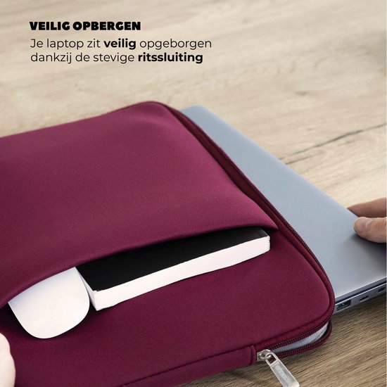 Coverzs Laptophoes 15 6 inch & 17 inch (bordeaux) - Laptoptas dames / heren geschikt voor o.a. 15 6 inch laptop en 17 Inch laptop - Geschikt voor Macbook - Laptophoes met ritssluiting - waterafstotende hoes