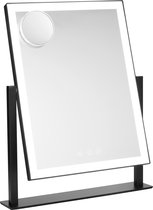 Behave Make Up spiegel met Verlichting - 3 Kleurstanden - Dimbaar - Incl USB kabel - 10x precisie spiegel - 44 x 35 cm - Zwart