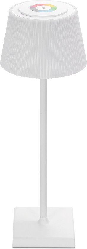 Tafellamp op Oplaadbare Batterijen - Draadloos Bureaulamp - Dimbaar - RGB+CCT - Touch Bediening - USB - Wit
