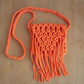 Sac à bandoulière pour femme en cordon macramé 5 mm - Ek 2024 Sac pour téléphone Handgemaakt - Oranje