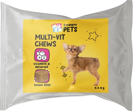 Foto: Excellent pets multi vit chews kauwsnoepjes zachte snacks ondersteunt de natuurlijke weerstand en de stofwisseling helpt de mineralenbalans te behouden glutenvrij vol vitaminen mineralen en sporenelementen 5 stuks