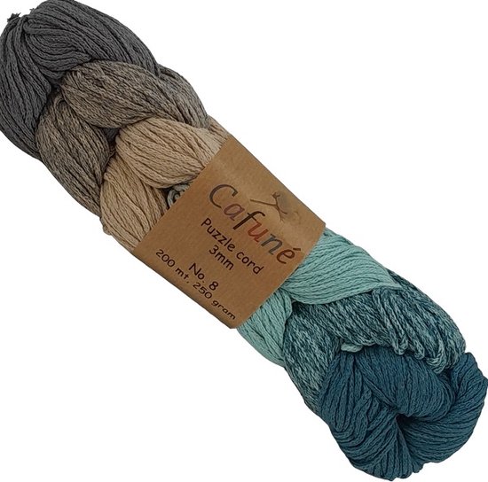 Cafuné Macrame puzzel koord - 3 mm - no 8 - Gerecycled katoen - breien - haken