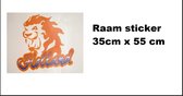 Luxe Raamsticker Holland leeuw oranje 35cm x 55cm - EK Voetbal Thema feest evenement raam sticker mega