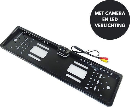 Foto: Kentekenplaathouder met camera en 4 leds geschikt voor auto camper en vrachtwagen zwart hd camera nummerplaathouder kentekenplaat klemmen universeel