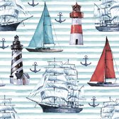 1 Pakje papieren lunch servetten - Watercolour Sailing Motifs - Zeilboot - 20 servetten