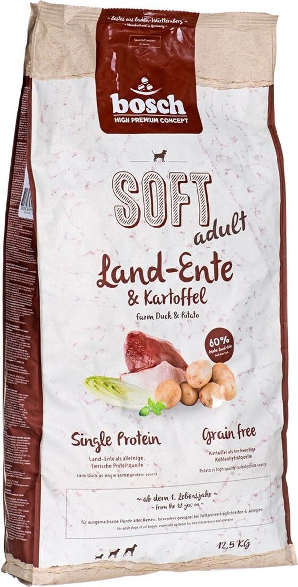 Bosch Voer BOSCH Soft Volwassen Eend Aardappelen 12,5 Kg