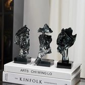 Statues Penseur En Résine - Lot De 3 Sculptures Modernes Pour Déco Salon