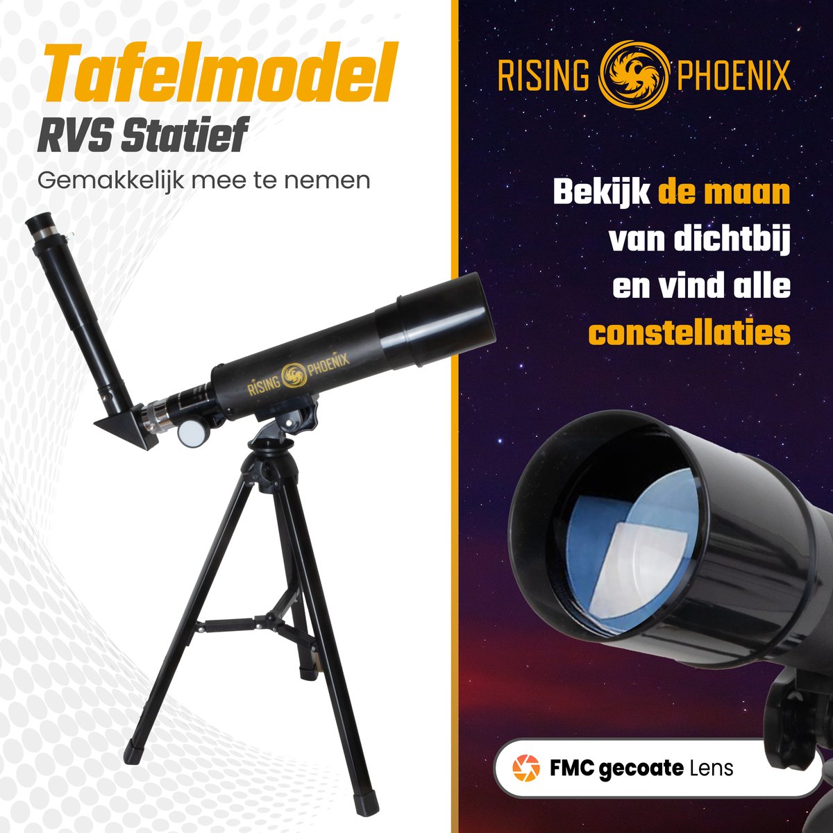 RP® Telescoop 90x Zoom Set - Sterrenkijker Kinderen / Beginners - Verstelbaar Statief - Maanfilter, Planisfeer, Stickerboek — afbeelding 6