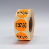 “€37,50” Prijs Stickers op rol 35mm oranje - 1000ex.