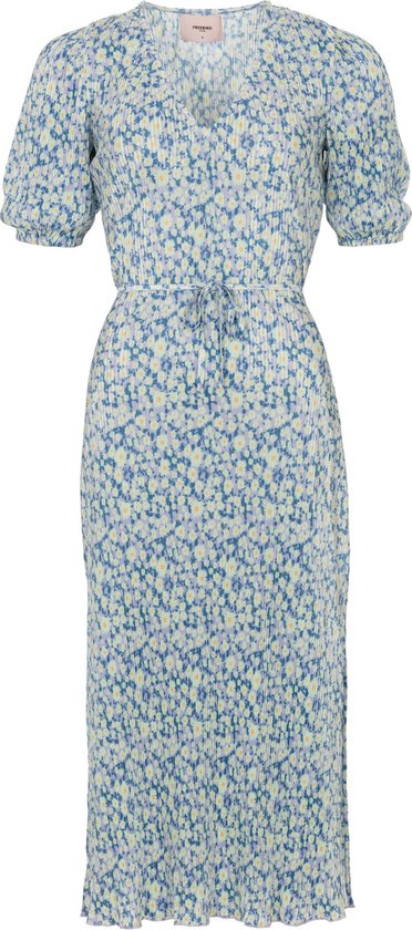 Freebird Jurk Gayla Midi Jer Plis Flow Blue 24 2 1686 Flower Blue Dames Maat - S