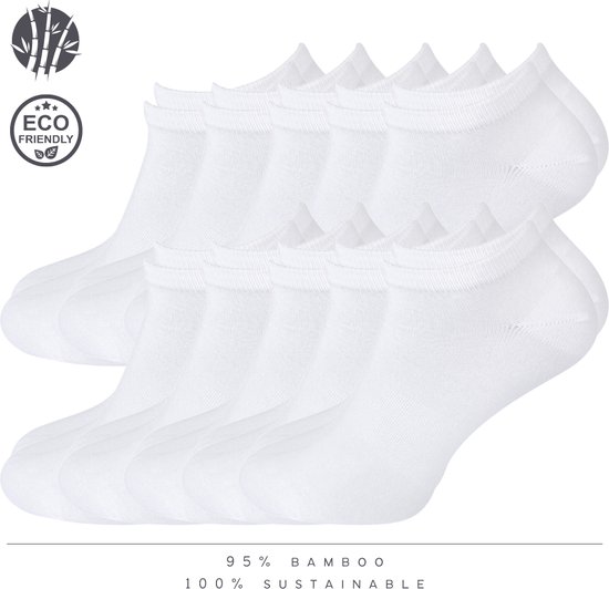 green-goose® Bamboe Sneakersokken | Unisex | 10 Paar | Grijs | Zwart | Wit | Maat 35 - 38 | Duurzaam en Comfortabel | 95% Bamboe