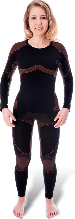 sesto senso Functioneel damesondergoed, set met lange mouwen, shirt, lange onderbroek, sportondergoed, thermoactief, roze, L