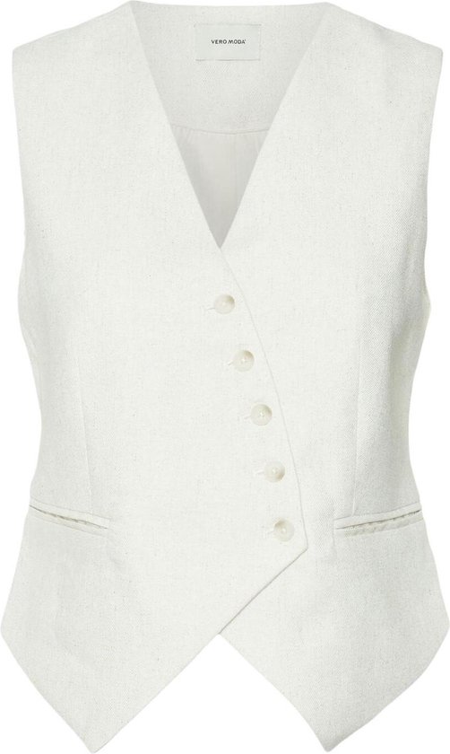 Vero Moda Vest Vmflorence Sl Linen Waistcoat 10306673 Birch/melange Dames Maat - W38