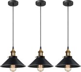 D&B Retro Hanglampen - Set van 3 - Industrieel - Plafondlampen - Verstelbare Snoer - Edison-Design - E27 - Kleur Zwart