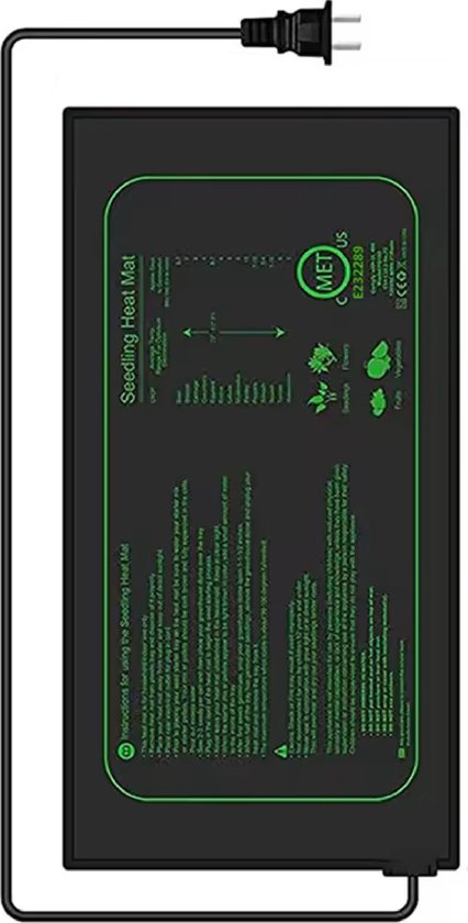 Foto: Kweekmat voor planten qqp 25 x 50 cm verwarmingsmat planten zaden stekjes warmtemat planten kweken kweekmat ontkieming propagator