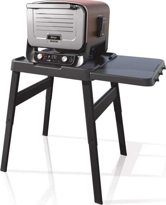 Foto: Ninja woodfire offici le standaard met zijtafel in hoogte verstelbaar geschikt voor woodfire oven en bbq s og701eu og850eu og901eu en oo101eu