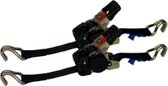 BCF-Products Zelfoprollende spanband met Punthaken - Spanbanden - 1.80 meter - Zwart - 2 Stuks