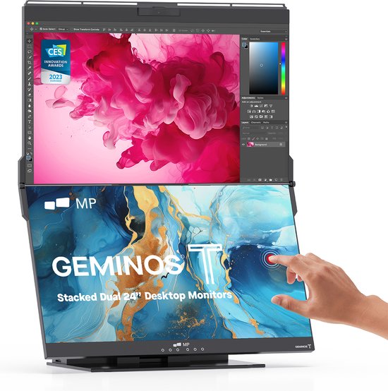 VIVO Support de moniteur pneumatique triple de 43,2 à 81,3 cm, 2 bras pneumatiqu