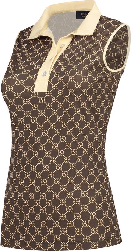 Par 69 Bingo Polo Taupe Print - Golfpolo Voor Dames - Taupe/Print - L