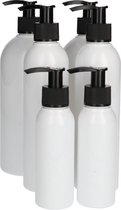 6x Kunststof Transparant Fles met Dispenser Pomp - 100ml, 250ml & 500ml - Plastic PET Flessen, Zeeppompje, Doseerfles, Zeepdispenser - HDPE Kunststof - Wit