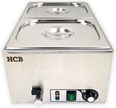 HCB® - Professionele Horeca Bain marie - 2 x 1/2 GN - 230V - RVS / INOX - Elektrisch - 60x35.5x26 cm (BxDxH) - 9 kg