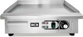 HCB® - Professionele Horeca Bakplaat - glad - chroom - 230V - RVS / INOX - Electrisch Grill apparaat - 55x47.5x22 cm (BxDxH) - 23 kg