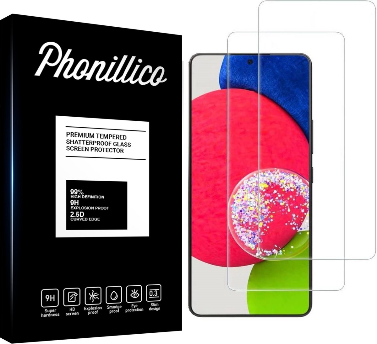 Screenprotector voor Samsung Galaxy A53 5G - 2 stuks Beschermglas van glas Transparante glazen schermbeschermfolie