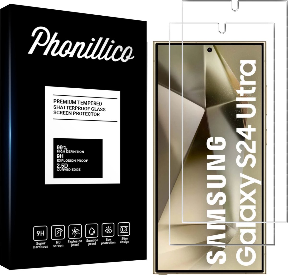 Screenprotector voor Samsung Galaxy S24 Ultra - 2 stuks Beschermglas van glas Transparante glazen schermbeschermfolie