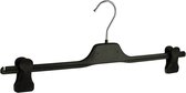 De Kledinghanger Gigant - 10 x Rokhanger / broekhanger / pantalonhanger / knijperhanger kunststof zwart met anti-slip knijpers, 45 cm