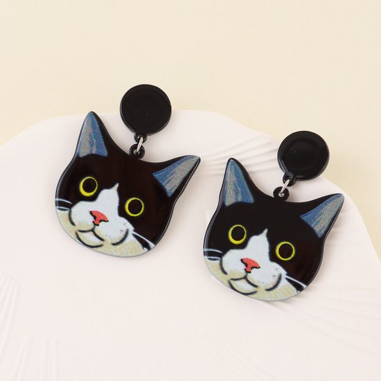 Katten oorbellen | zwart