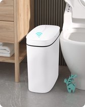 Motion Sensor Bathroom Bin with Lid - 2.5 Gallon/9.5L, Automatic Smart Trash Can for Kitchen, Slim Waterproof Plastic Bin for Bedroom (White)
