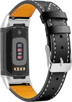 Leren banden compatibel met Fitbit Charge 6/Charge 5, vervangende lederen banden voor dames en heren, vervangende horlogeband, zwart