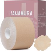 Hanamura - Boob Tape 5 Meter - Huidvriendelijk, Ademend & Stretchbaar Materiaal - Inclusief 10 Nipple Covers