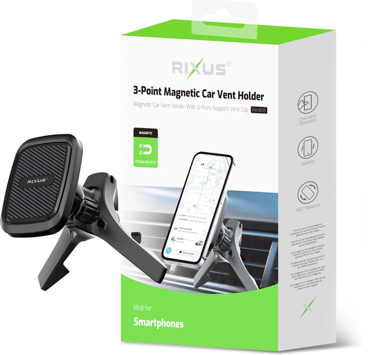 Rixus rxhm18 magnetic car air vent phone holder for mercedes black