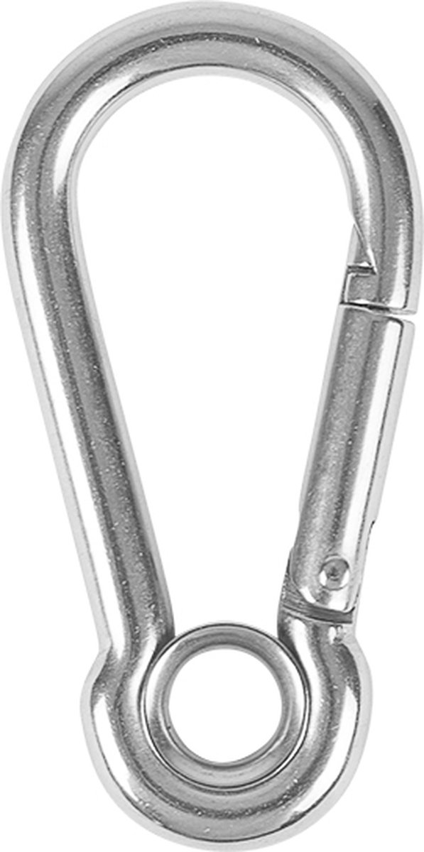 Karabijnhaak rvs met oog 70mm