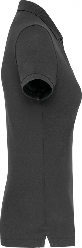 Polo Dames M WK. Designed To Work Kraag met knopen Korte mouw Dark Grey 65% Polyester, 35% Katoen