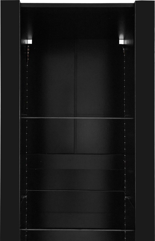 Sweiko Vitrine noire brillante avec éclairage LED, 3 compartiments en verre, 55*38*166 cm, vitrine, armoire sur pied, armoire haute, armoire de rangement
