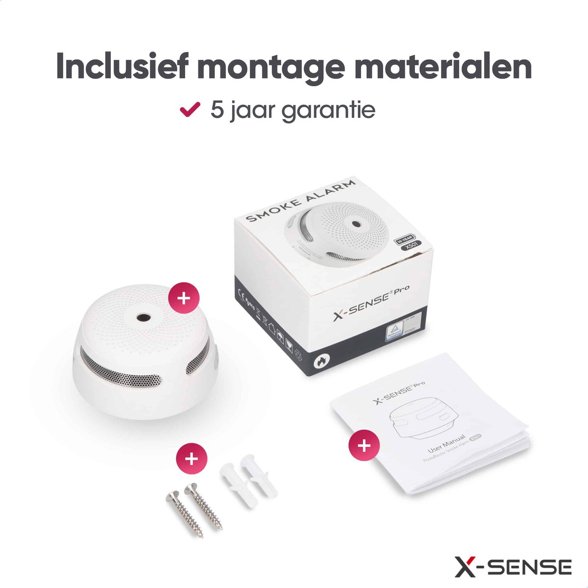 SEBSON® 10 Jaar Rookmelder incl. Magneethouder, DIN EN 14604 Gecertificeerd, Foto-elektrische Rookmelder, Lithium Batterij met lange Levensduur, Set van 2